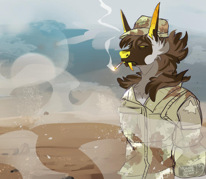 Halfbody with complex bg